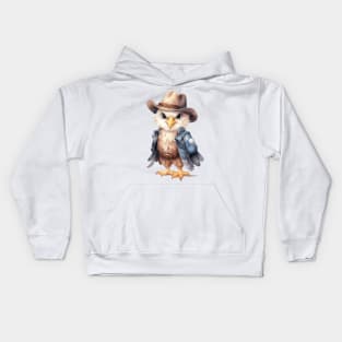 Bald Eagle Wearing a Cowboy Hat Kids Hoodie